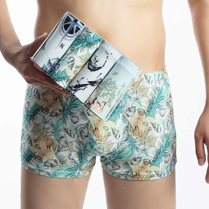 Men's Boxer Shorts-Breathable XL Size Mid-Waist Underwear Pants
