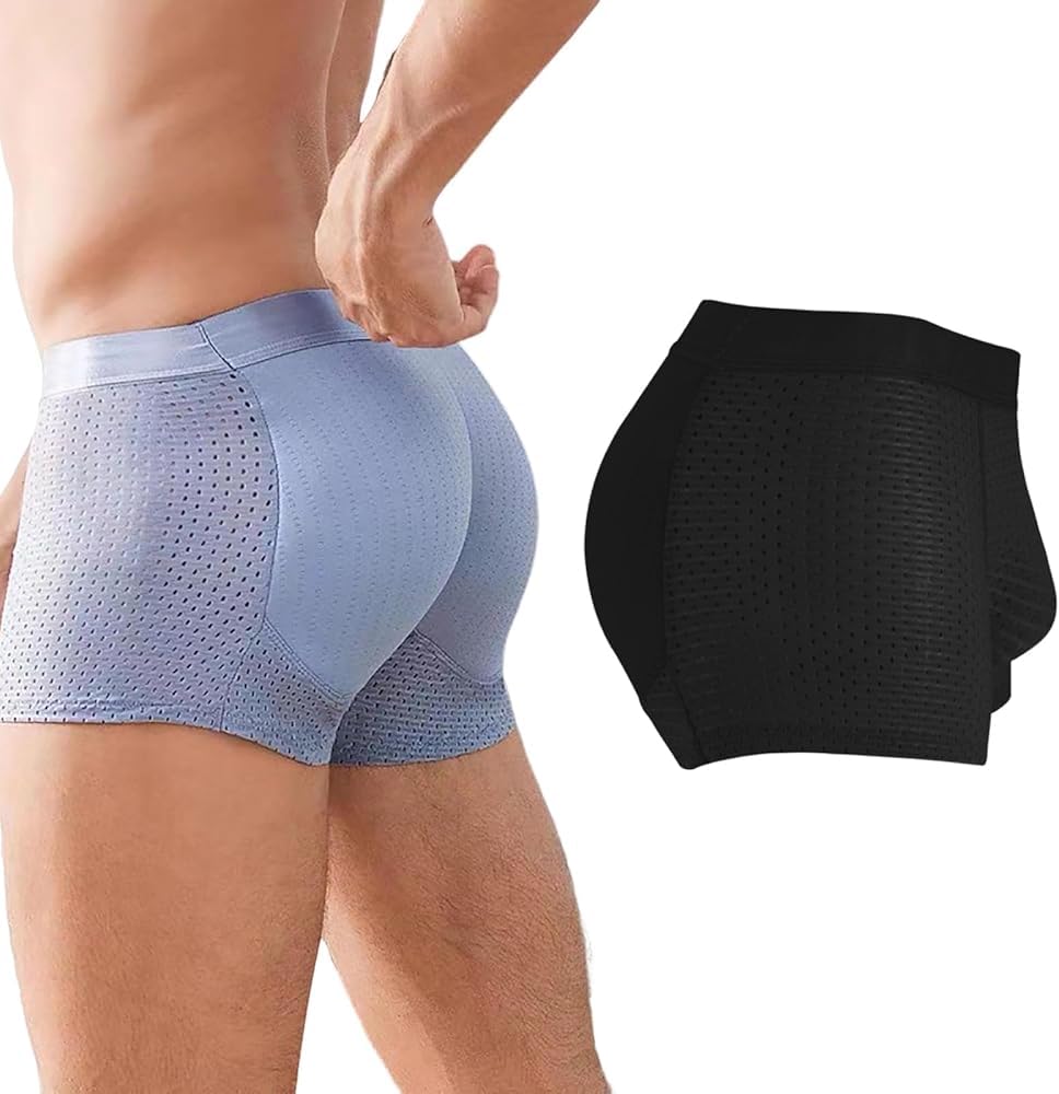 Nylon Ice Silk Breathable Men's Underwear, Mens Padded Butt Underwear Boxer Shape Enhancer Briefs